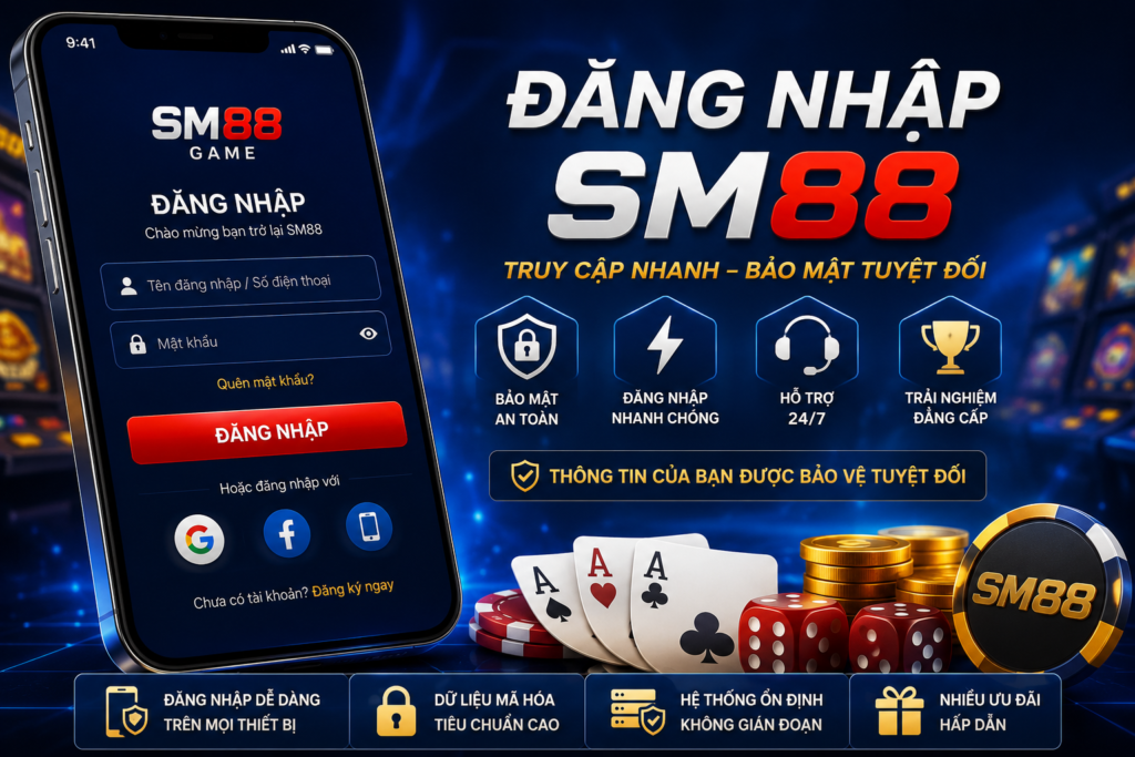 Giao diện đăng nhập SM88 trên điện thoại
